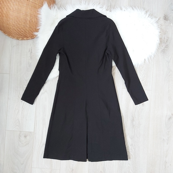 Lucent Black Long Trench Coat Jacket - Picture 2 of 11